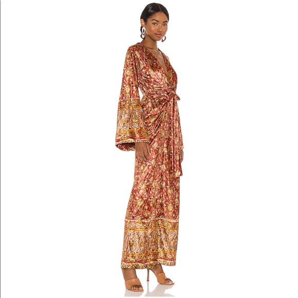 SOLD✨FREE PEOPLE Harper Velvet Printed One Piece Sangria Wine Jumpsuit (Medium) - Picture 6 of 13